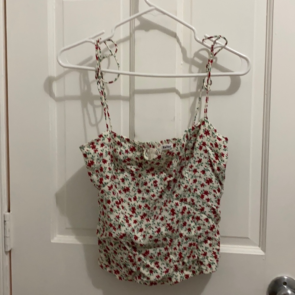 Reformation Lucrezia cami red white floral 8 EUC